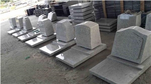 White Granite Slant Grave Stone Markers