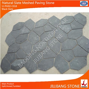 Black Slate Random Paving with Mesh Back