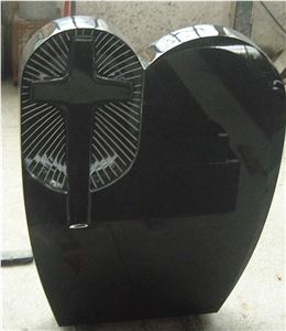 Platinum Black Granite Cross&Rose Gravestone