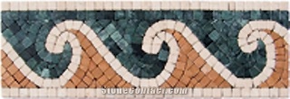 Wave Pattern Marble Mosaic Border
