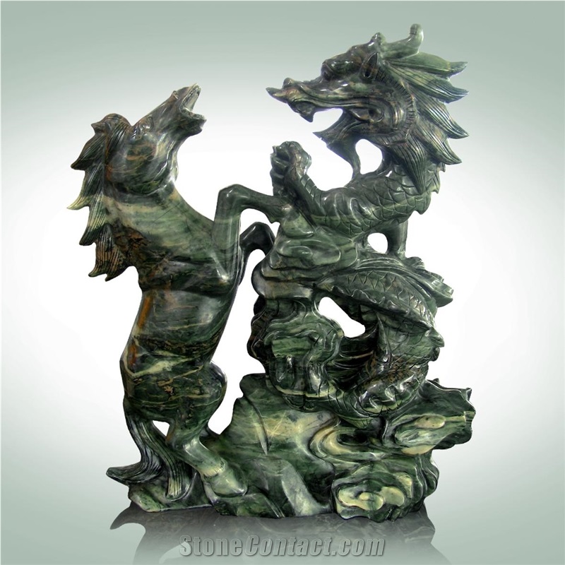 Green Jade Double Dragon Handicrafts