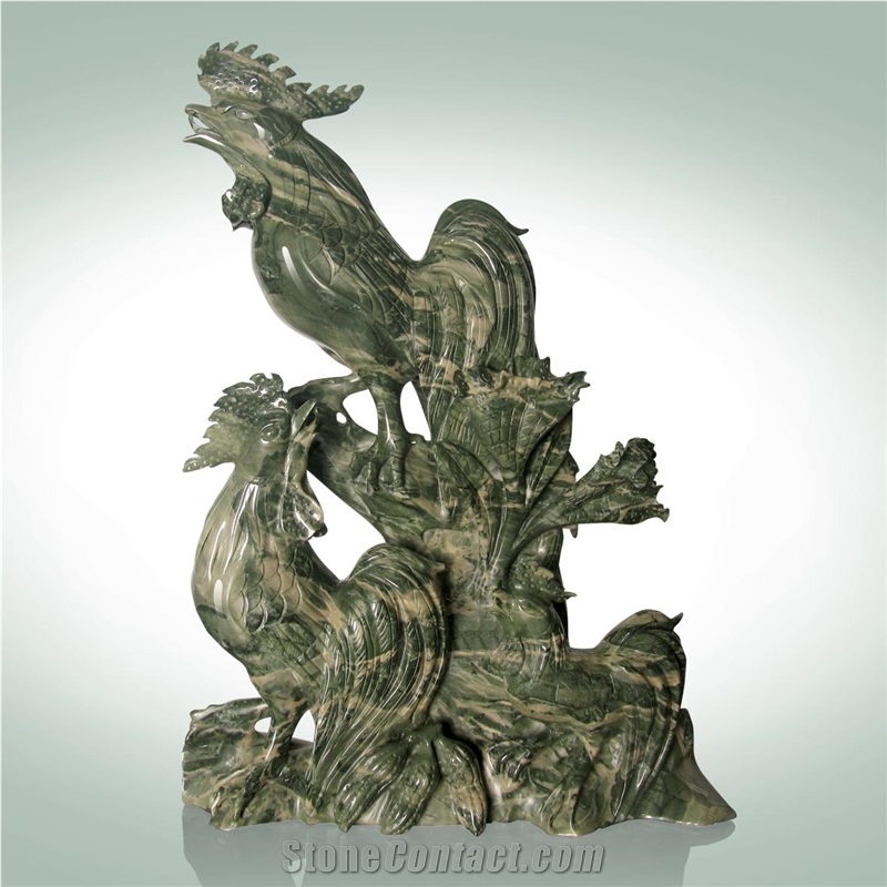 Huaan Jade Stone Double Rooster Handicrafts