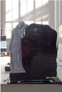 Black Granite Angel Tombstone, Momuments Headstone