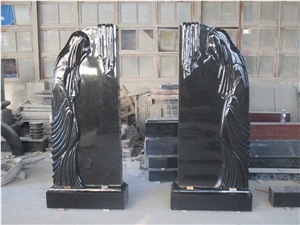 Black Granite Upright Angel Monument