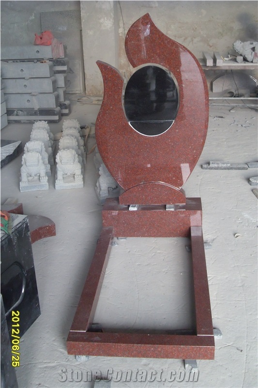 China Red Granite Cross Monument, Tombstone