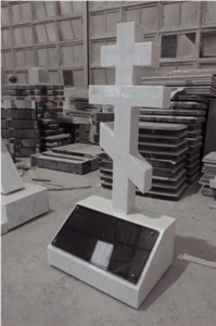 White Marble Cross Tombstone/Monument/Headstone