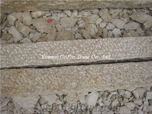 G682 Granite Kerbstone,Sunset Gold Granite Curbs,Rough Picked Road Side Stone Kerbs