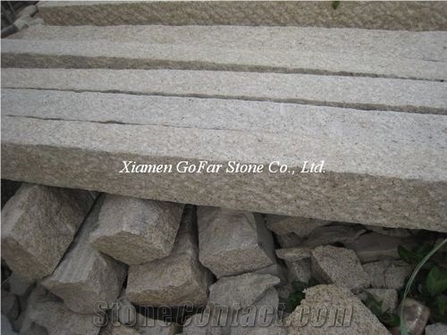 G682 Granite Kerbstone,Sunset Gold Granite Curbs,Rough Picked Road Side Stone Kerbs