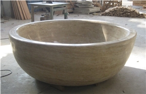 Beige Travertine Bathtub Free-Standing Bath Tubs