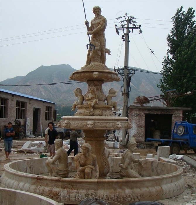 Yellow Limestone Pool Fountain Garden Fountains