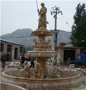 Yellow Limestone Pool Fountain Garden Fountains