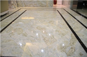 Waterjet Inlayed Carprt in Blue Marble Medallion