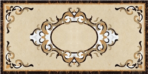 Decorative Waterjet Medallion Beige Marble Floor