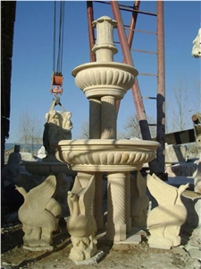 Carved Yellow Limestone Fountain,Sphere Fountains