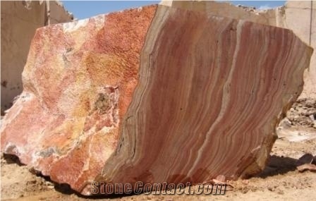 Red Kalzard Travertine Block, Persian Red Travertine Block