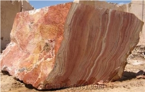 Red Kalzard Travertine Block, Persian Red Travertine Block