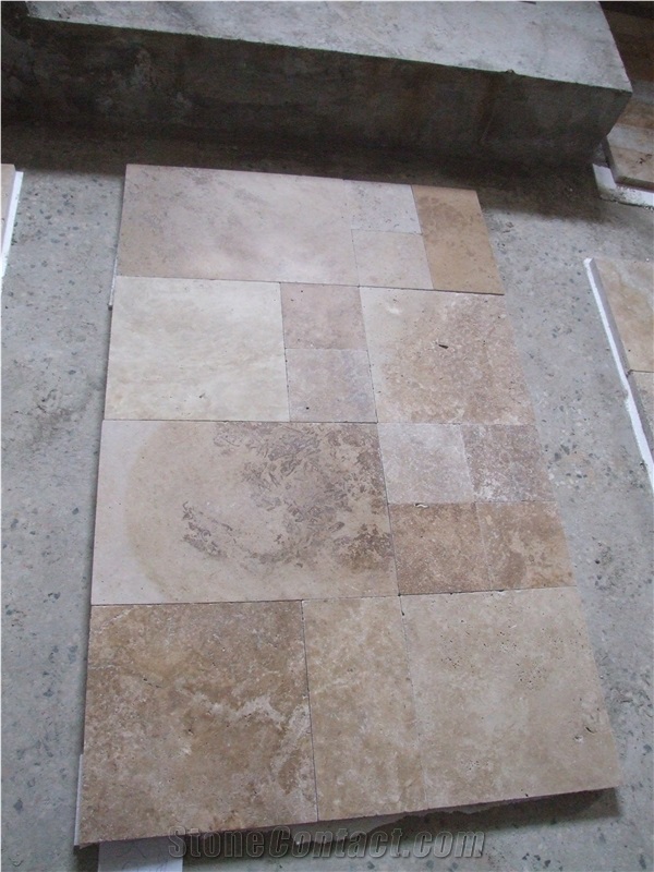 Classic Travertine French Pattern Tumbled Tile