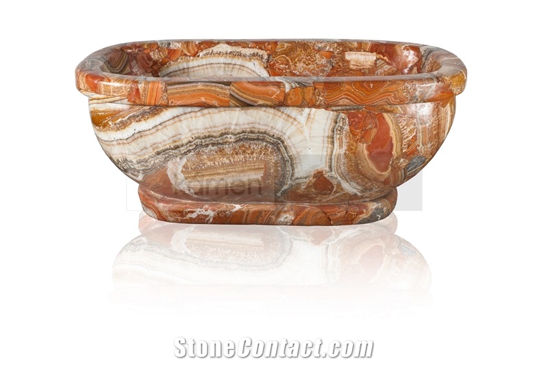 Onyx Bathtub, Multicolor Red Onyx,Onice Fantastico
