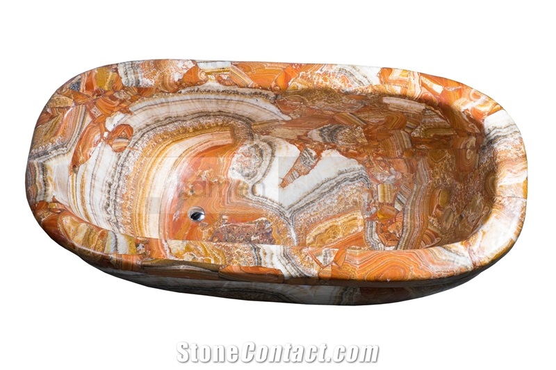 Onyx Bathtub, Multicolor Red Onyx,Onice Fantastico
