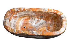 Onyx Bathtub, Multicolor Red Onyx,Onice Fantastico
