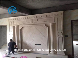 China Beige Marble Tv Set Wall China Beige Marble Tv Set Wall