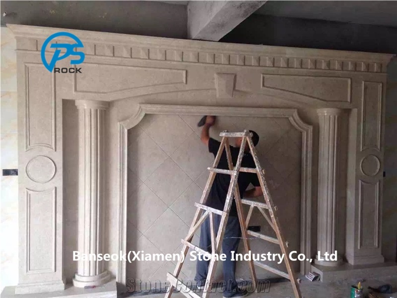 China Beige Marble Tv Set Wall