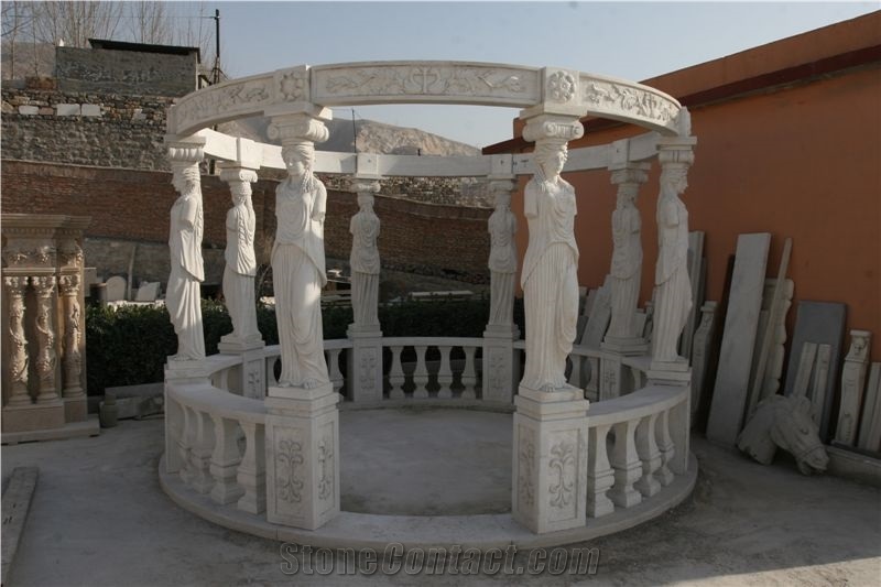 Garden Gazebo 019 Stone Patio Pergola, Garden Porches, Marble Porches