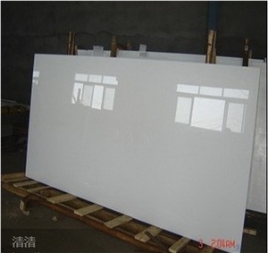 Nano White Crystallized Stone Polished Slabs, Manmade White Stone Glass Stone Panel Tiles Interior Walling Bathroom
