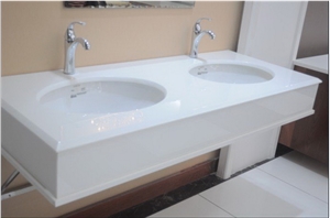 Nano White Crystallized Stone Polished Slabs, Manmade White Stone Glass Stone Panel Tiles Interior Walling Bathroom
