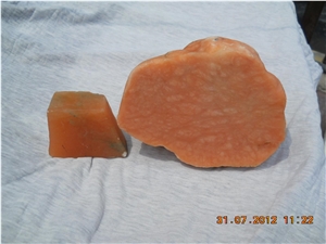 Orange Alabaster Boulders - Pink Alabaster Small Blocks, Pink Alabaster Boulders