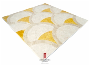 Oman Beige Onyx Waterjet Thin Marble Veneer Tiles