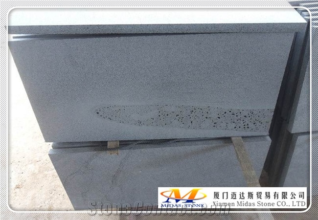 Sawn Cut Basalt Tiles with Cat Paws