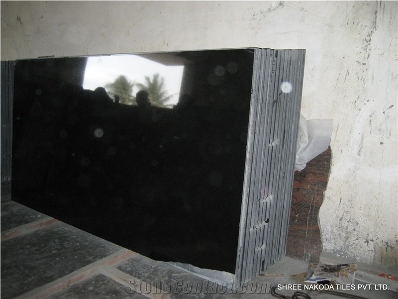 Absolute Black Granite, Nero Assoluto India Black Granite Slabs