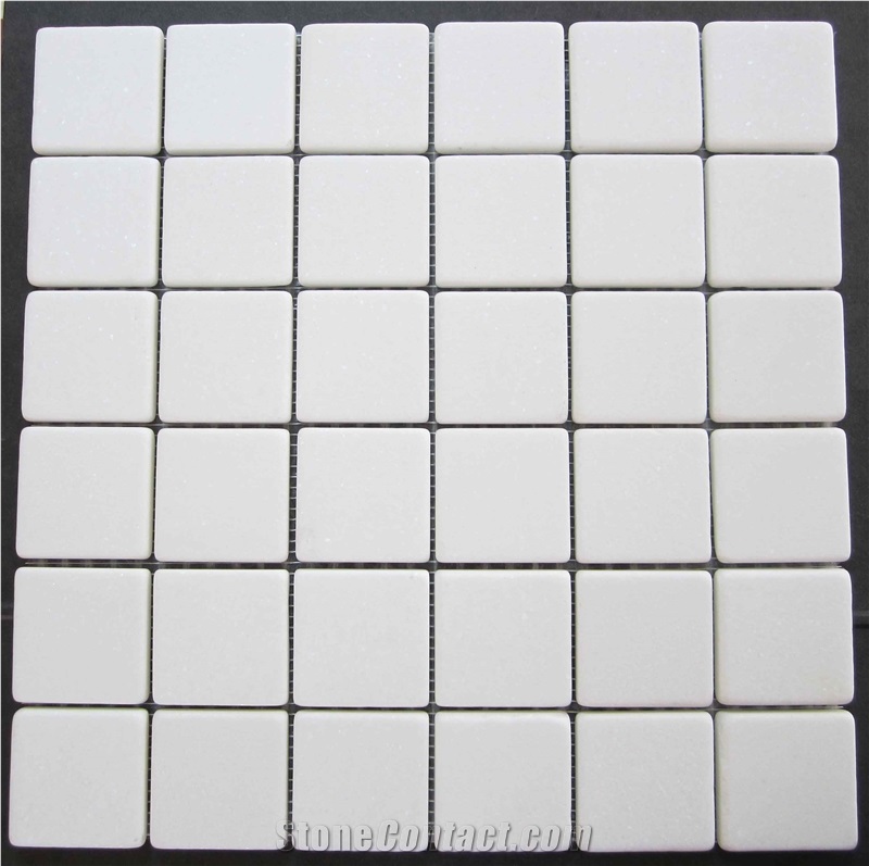 Thassos Marble Mosaic, White Marble Tumbled Mosaic