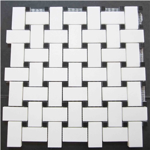 Thassos Marble Mosaic, White Marble Tumbled Mosaic