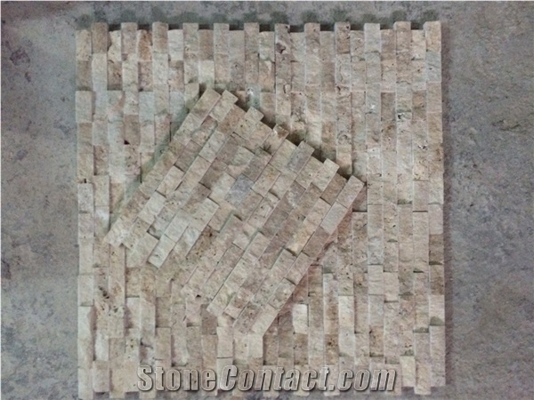 Ibiza Light Travertine Split Face Mosaic