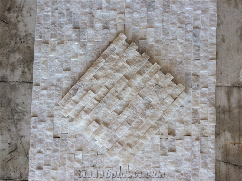 Ibiza White Marble Sparkly Split Face Mosaic