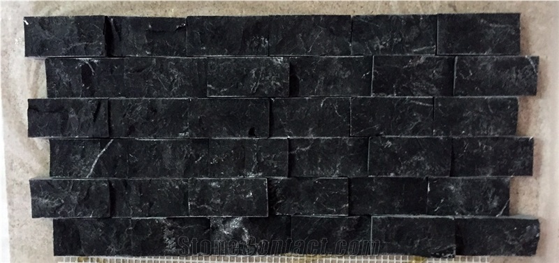 Selinus Black Marble Split Face Mosaic