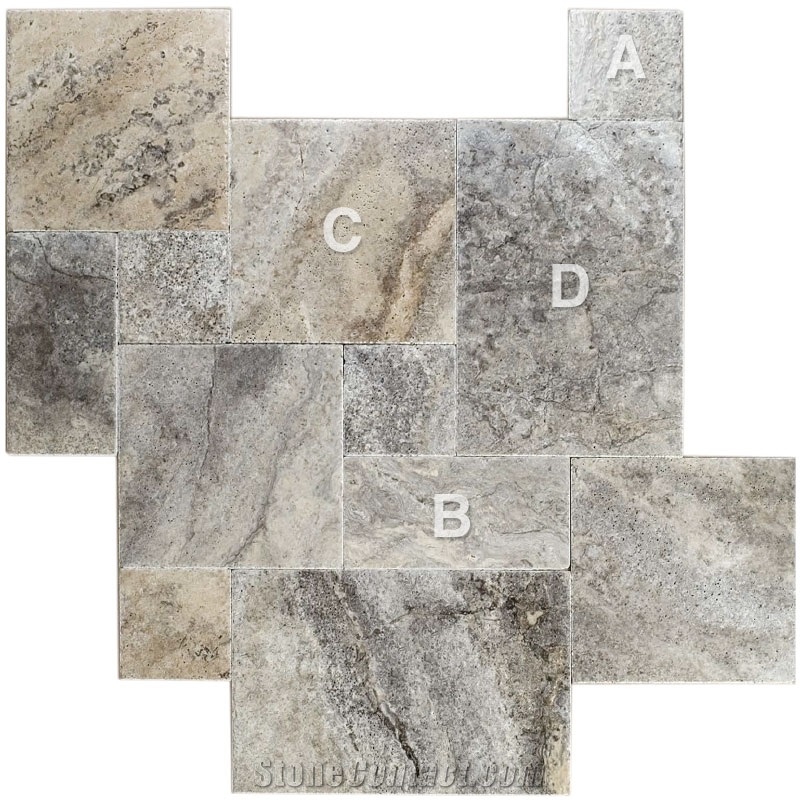 Silver Travertine Tiles Slabs,Grey Travertine