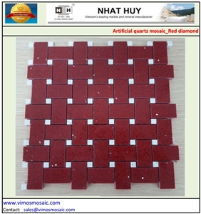 Artificial Quartz Mosaic Red Diamond