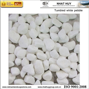 Tumbled Snow White Pebble, White Marble Pebbles