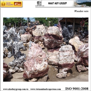 Vietnam Natural Stone Wooden Vein Rock Garden Design