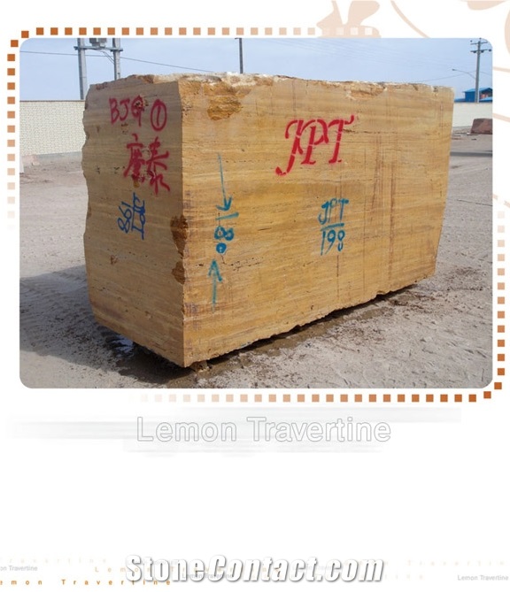 Lemon Travertine Blocks, Iran Yellow Travertine