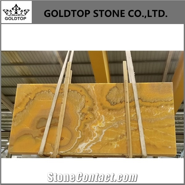 Elegant Orange Golden Onyx Polished Big Slabs Kitchen Tiles