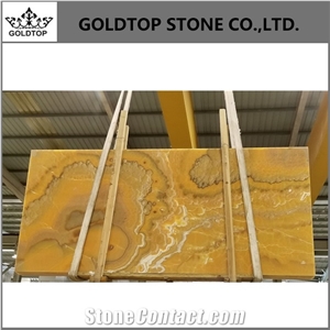 Elegant Orange Golden Onyx Polished Big Slabs Kitchen Tiles