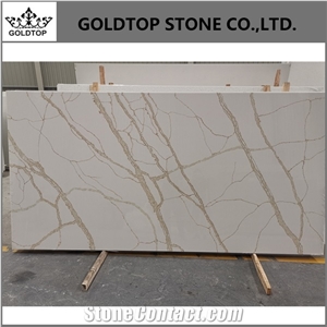 High Quality Calacatta Quartz Slab with Golden Veins High Quality Calacatta Quartz Slab with Golden Veins