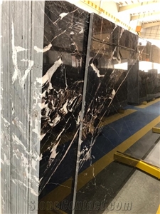 Soren Black Marble Slab & Tile, 3D Black Marble