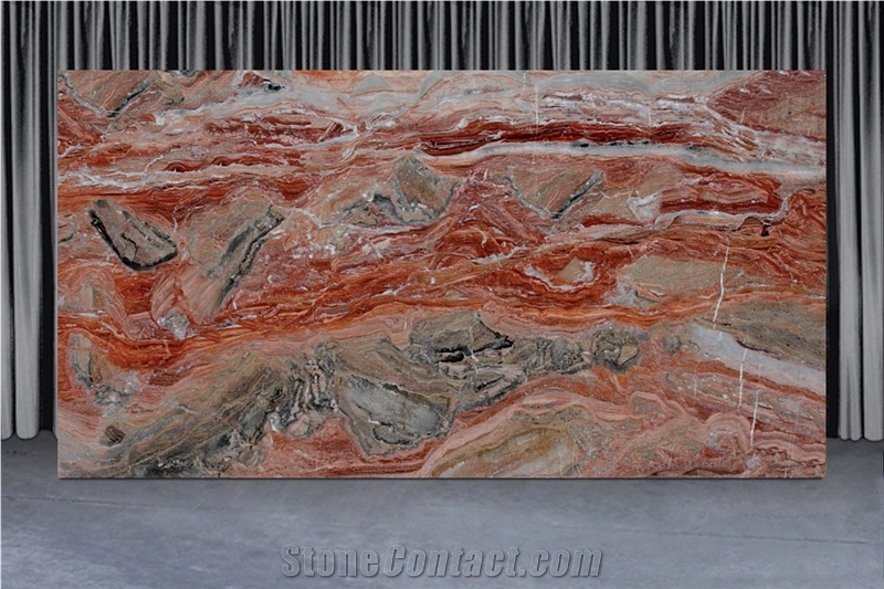 Arabescato Orobico Rosso Marble Slab