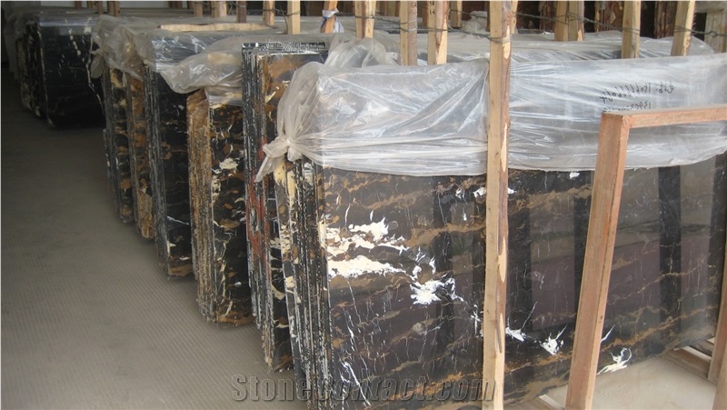 Black Gold Marble Slab
