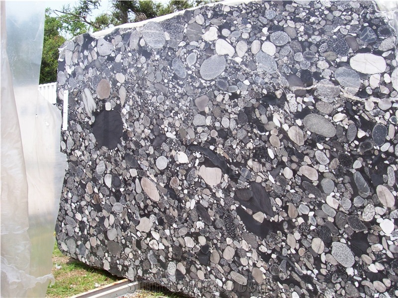 Black Mosaic Granite Slab